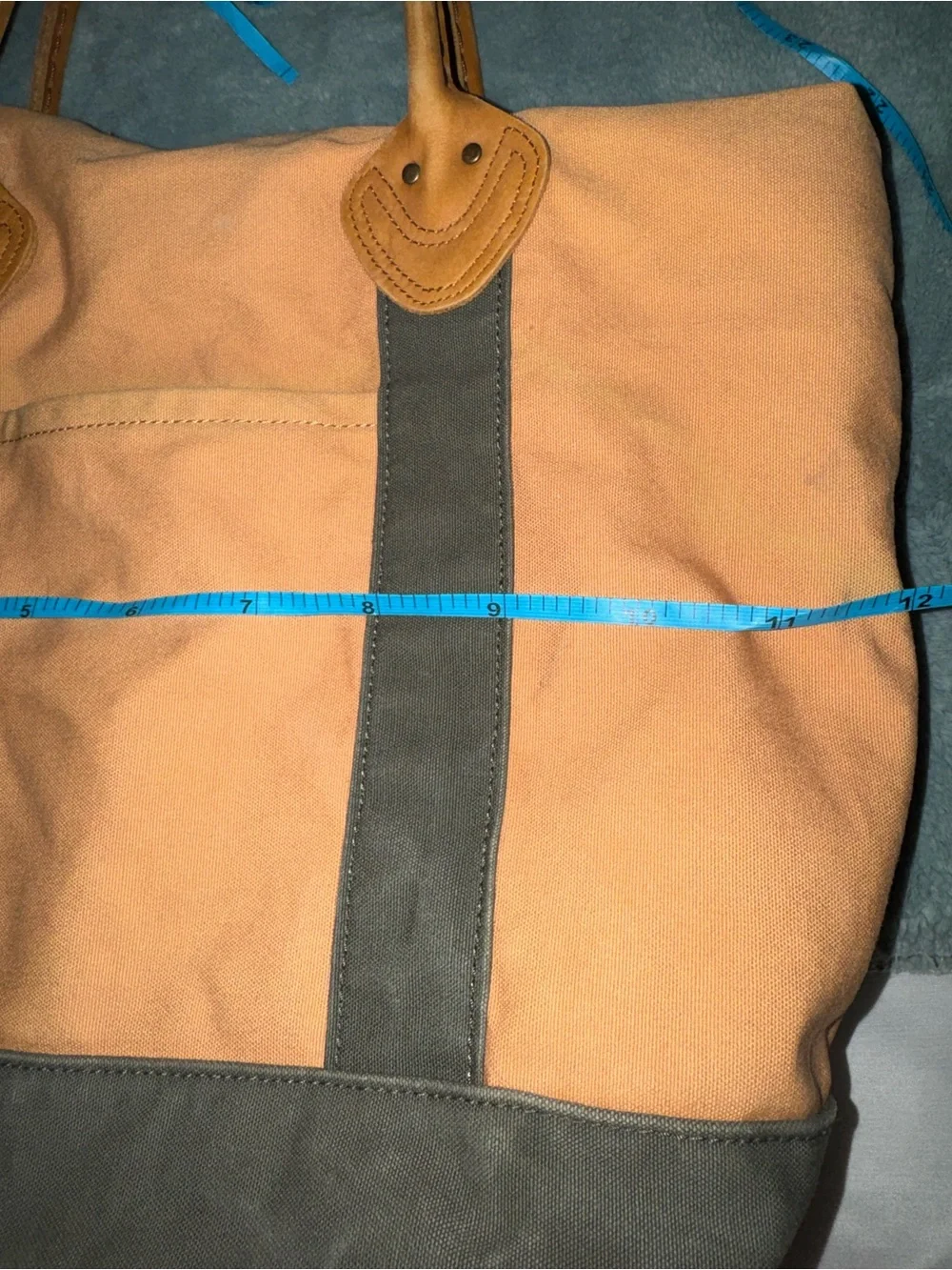 L.L. Bean Plaid lined Tote with Red, Green and Yellow Trim - Picture 7 of 7